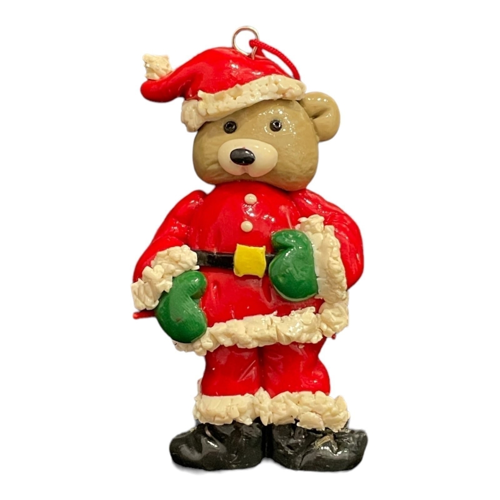 Vintage Santa Teddy Bear Christmas Ornament Holiday Tree Decor Very Good